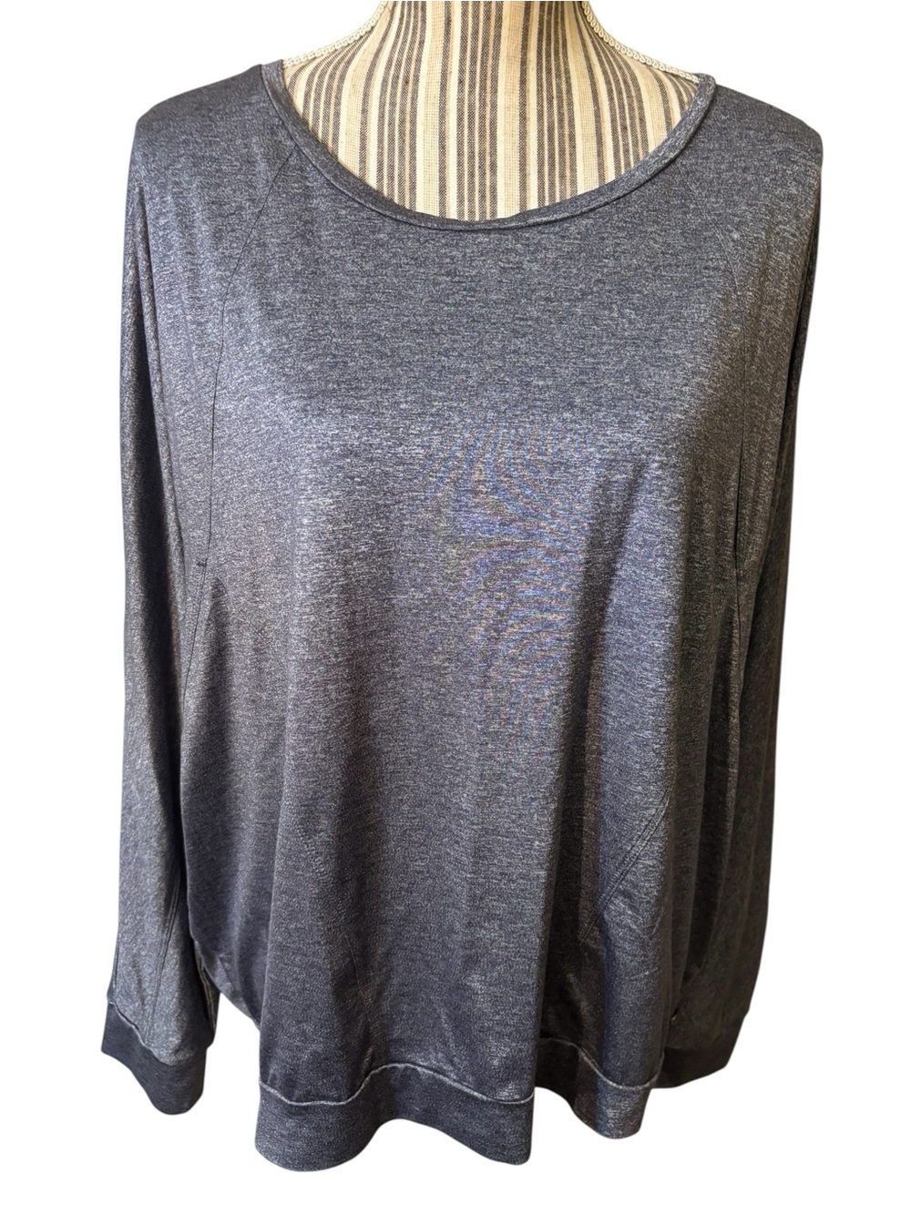 Marc New York Performance Top XL Heathered Grey Metallic Long Sleeve Scoop Neck
